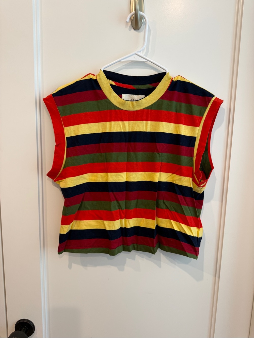 THE GREAT. Square Tee in Playa Stripe